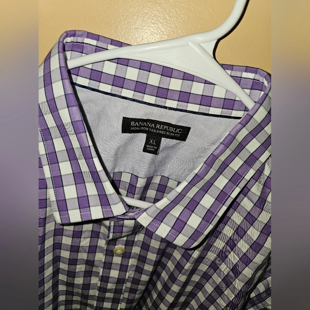 2 Banana Republic Plaid Button-Down Long Sleeve shirts SZ XL